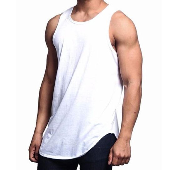 Camiseta Regata Longline Swag VCSTILO Masculina - Branco Menor preço em Camiseta Regata Longline Swag VCSTILO Masculina - Branco