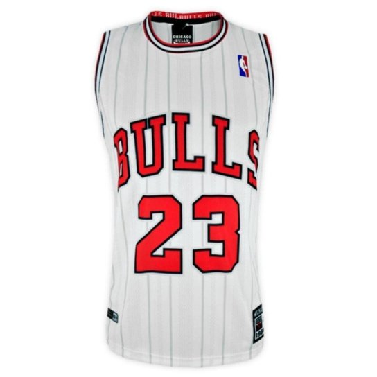 Camiseta Regata NBA Réplica Chicago Bulls Jordan 23 - Branco Menor preço em Camiseta Regata NBA Réplica Chicago Bulls Jordan 23 - Branco