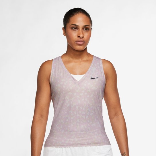 Camiseta Regata Nike Court Dri-Fit Victory Feminina - Rosa+Preto Menor preço em Camiseta Regata Nike Court Dri-Fit Victory Feminina - Rosa+Preto