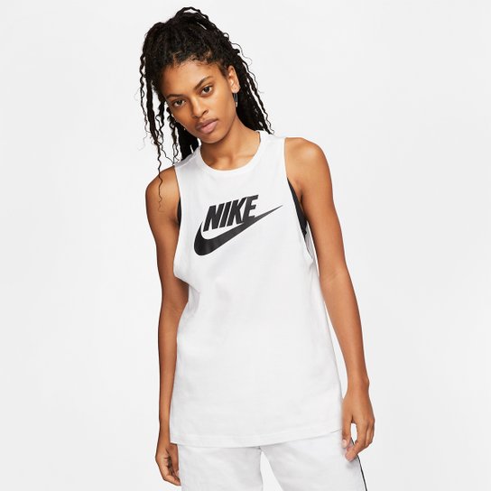 Camiseta Regata Nike Sportswear Futura Feminina - Branco+Preto é ruim? Camiseta Regata Nike Sportswear Futura Feminina - Branco+Preto é boa?