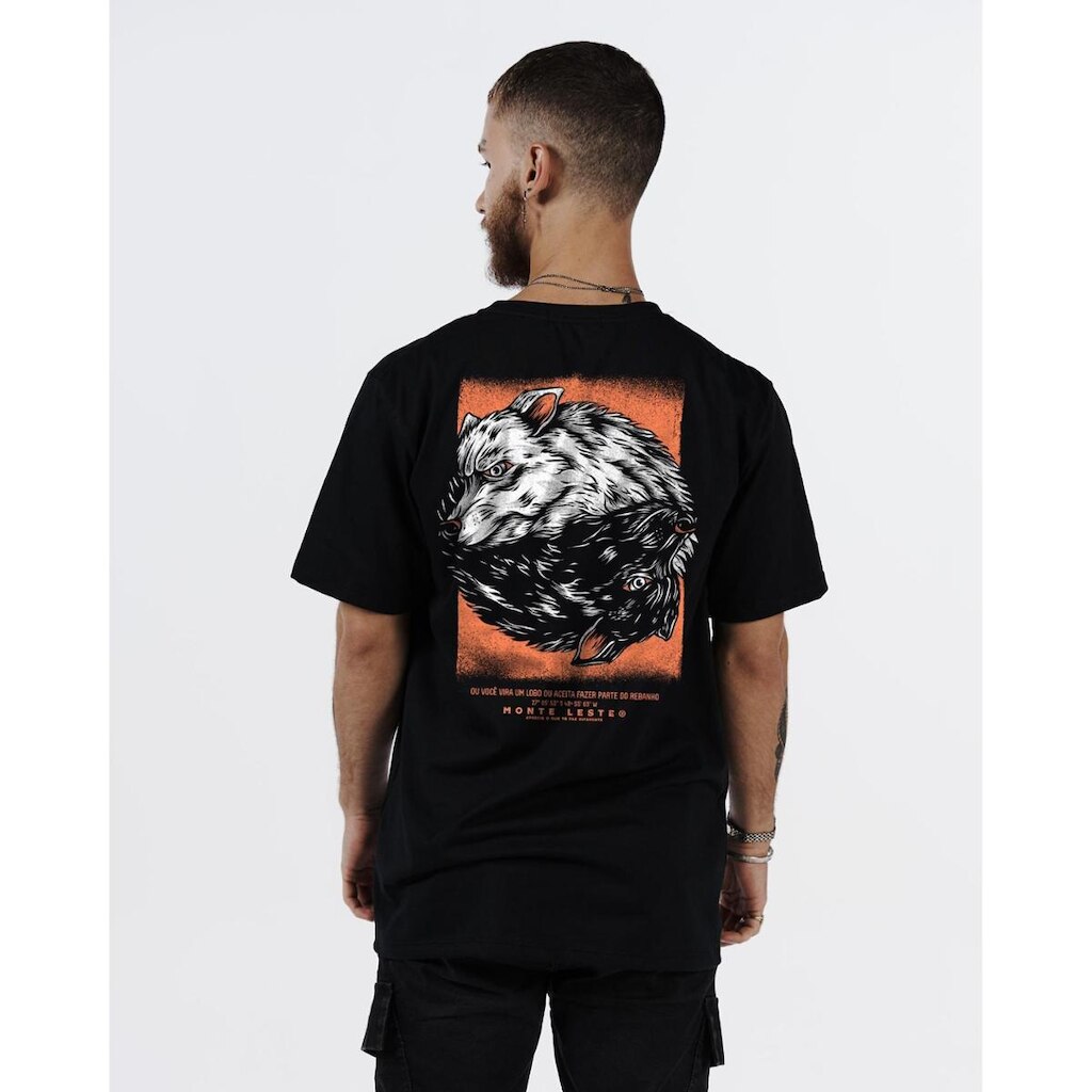Camiseta Regular Estampada - Lobo Masculina