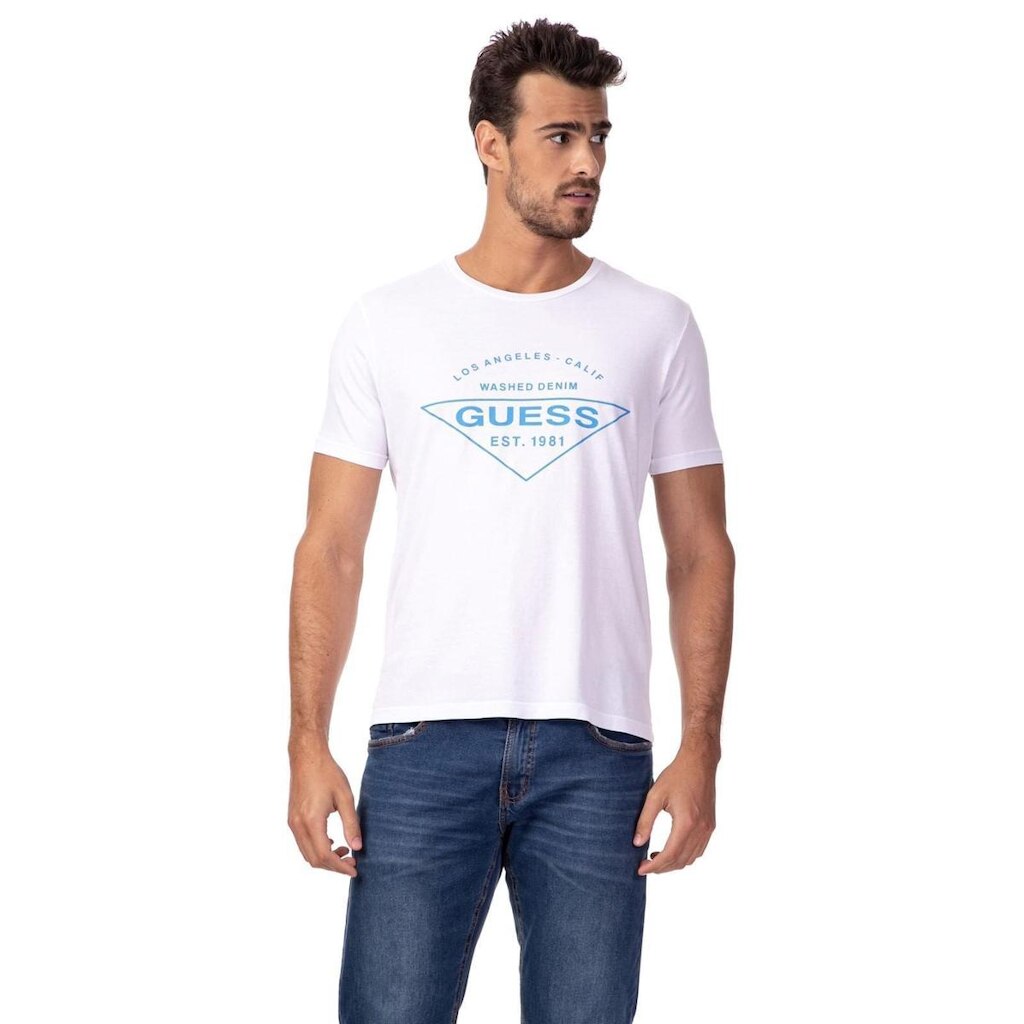 Camiseta Regular Los Angeles California Guess Branco