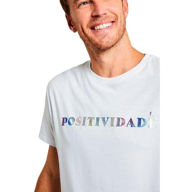 Camiseta Reserva Estampada "Positividade" Masculina - BRANCO - M