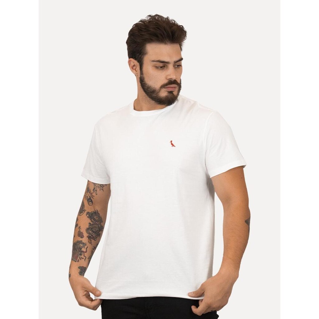 Camiseta Reserva Masculina Básica Brasa Red Branca
