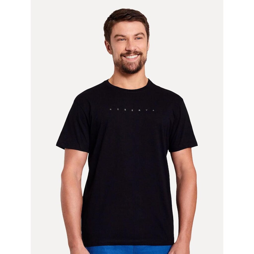 Camiseta Reserva Masculina Estampada Foil Preta