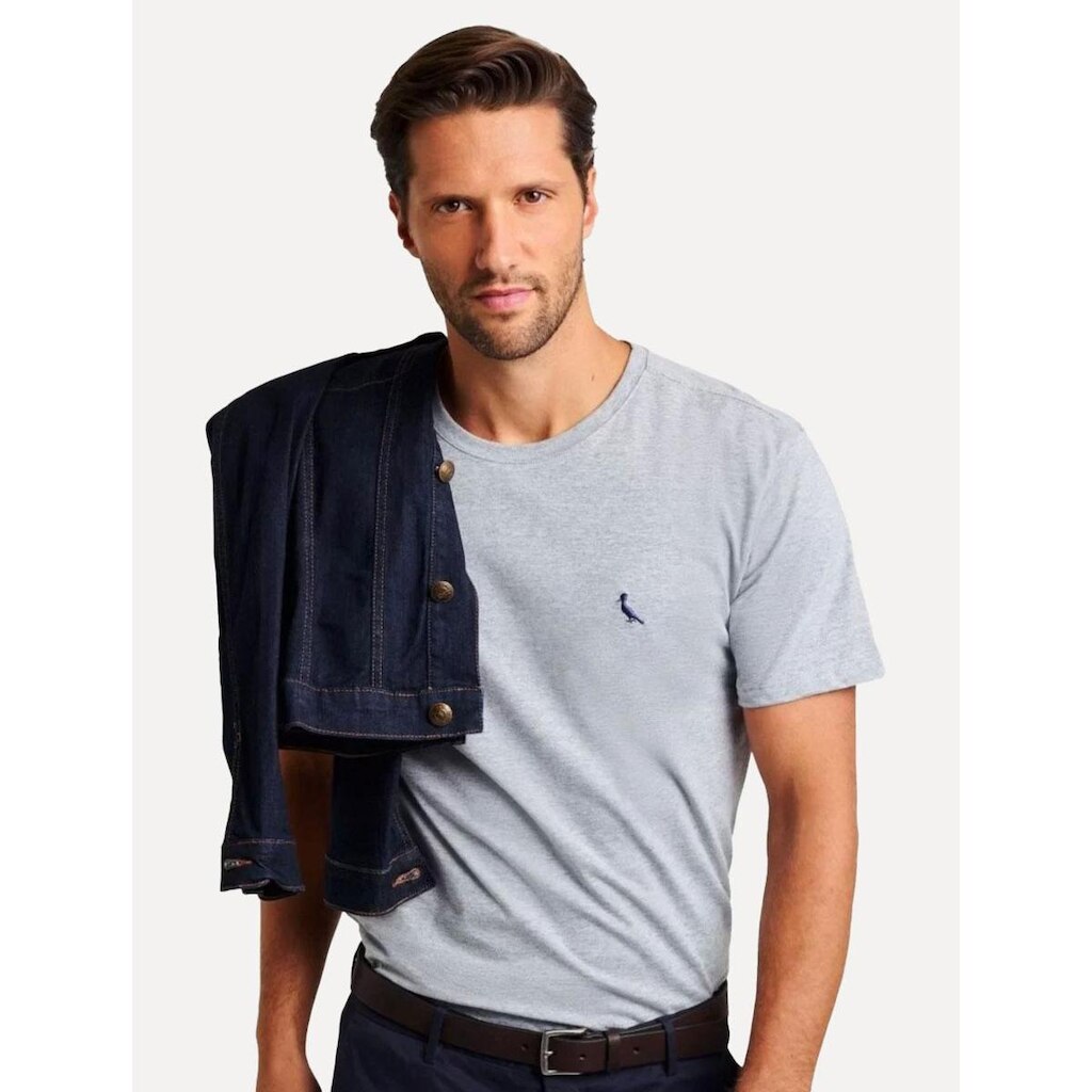 Camiseta Reserva Masculina Regular Paris Cinza Mescla