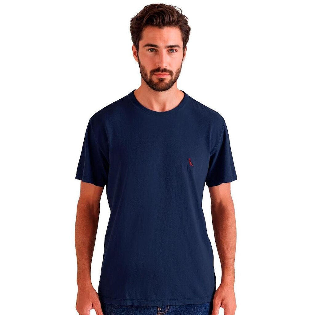 Camiseta Reserva Masculina Slim Algodão Peruano Azul Marinho