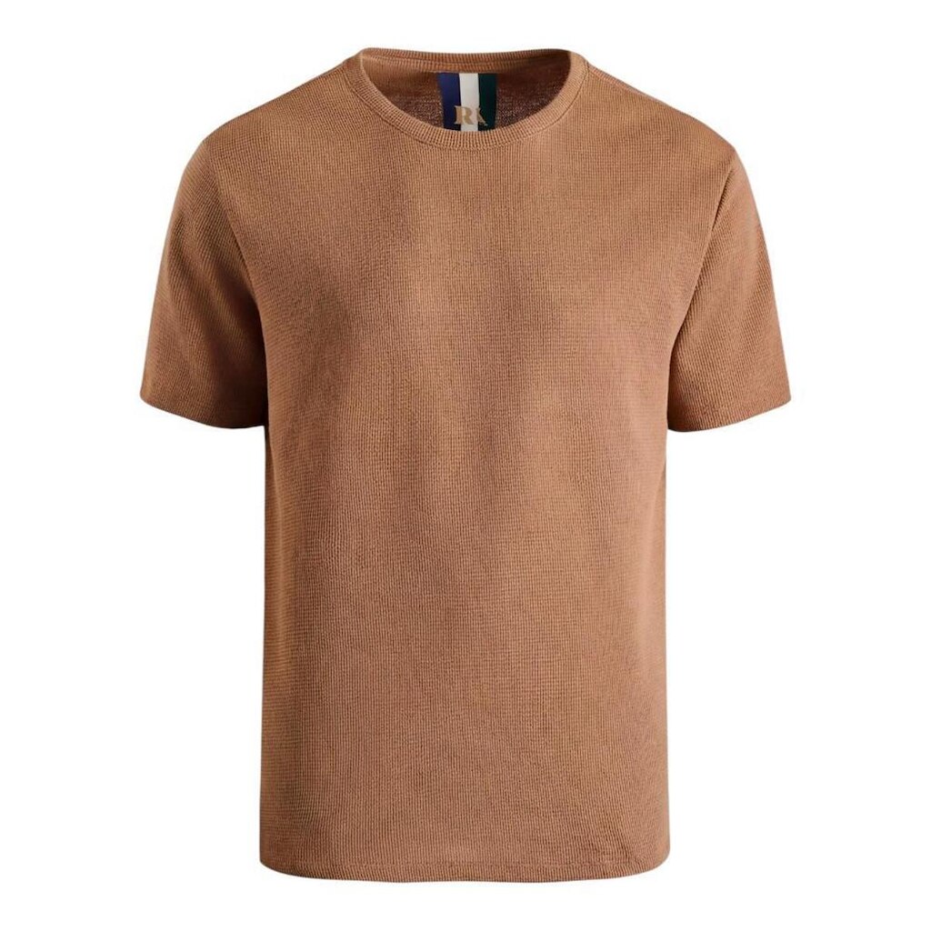 Camiseta Reserva Regular Waffle Masculino Marrom Escuro