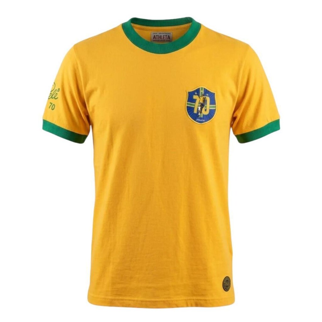 Camiseta Retrô Brasil Athleta Pelé 1970 Amarela