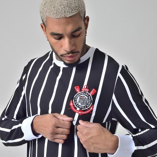 Camiseta Retrô Corinthians Democracia Manga Longa Cor:;Tamanho:XGG