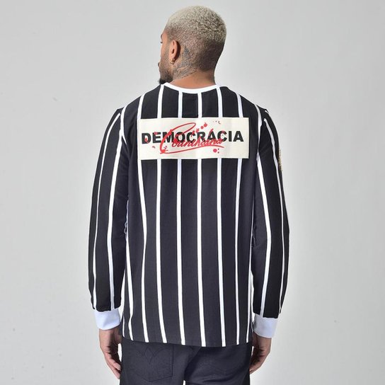 Camiseta Retrô Corinthians Democracia Manga Longa Cor:;Tamanho:XGG