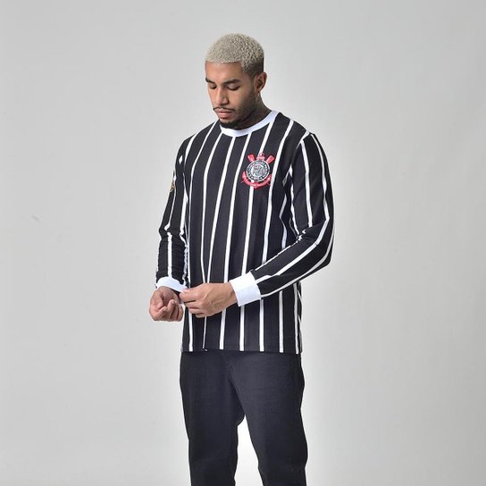 Camiseta Retrô Corinthians Democracia Manga Longa Cor:;Tamanho:XGG