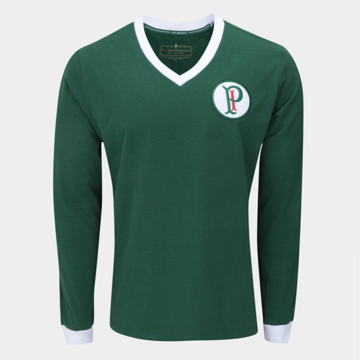 Camiseta Retrô Palmeiras Tri I Manga Longa Masculina Menor preço em Camiseta Retrô Palmeiras Tri I Manga Longa Masculina