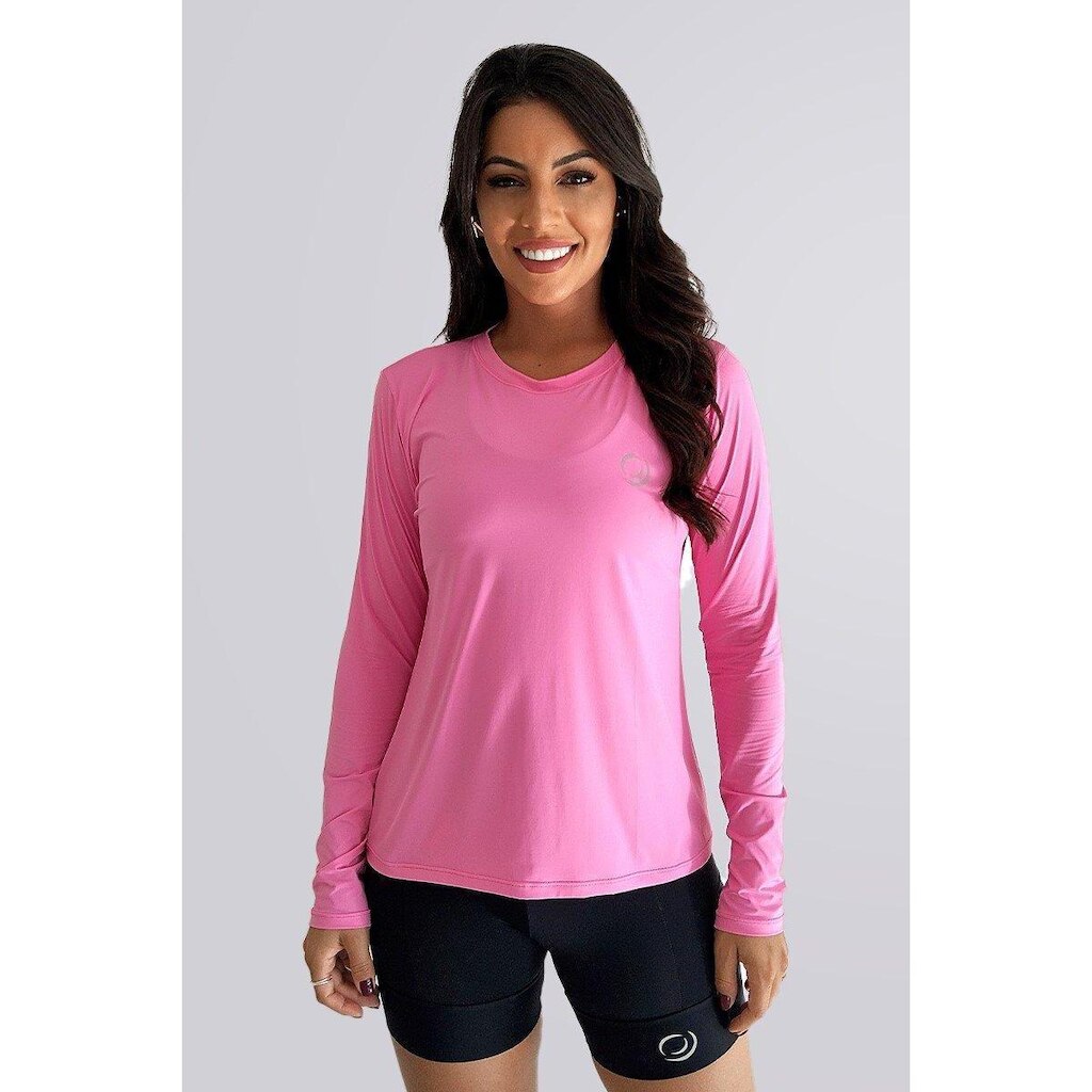 Camiseta Rh Uv Manga Longa Rosa