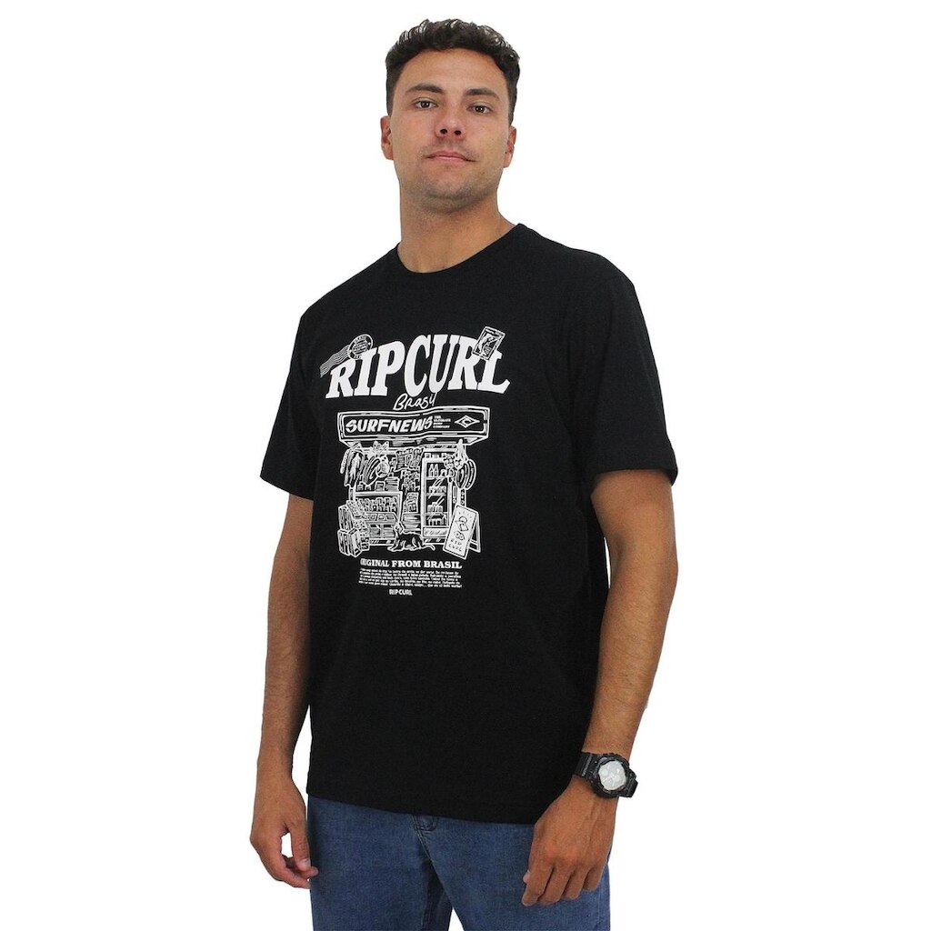 Camiseta Rip Curl Banca Brasil Washed Black