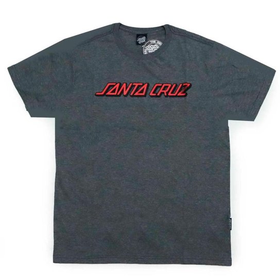 Camiseta Santa Cruz Classic Strip Masculino - Cinza Menor preço em Camiseta Santa Cruz Classic Strip Masculino - Cinza