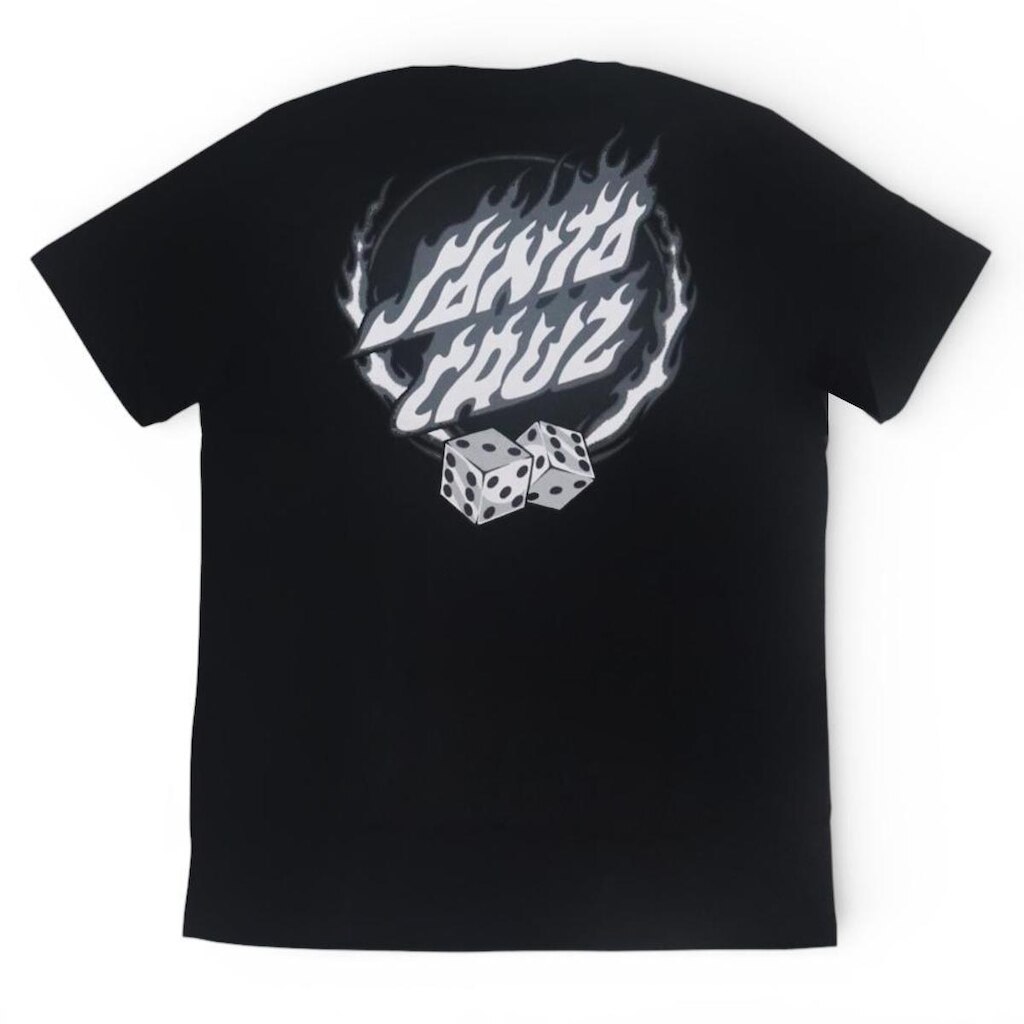 Camiseta Santa Cruz Dice Flame Dot Strip - Preto