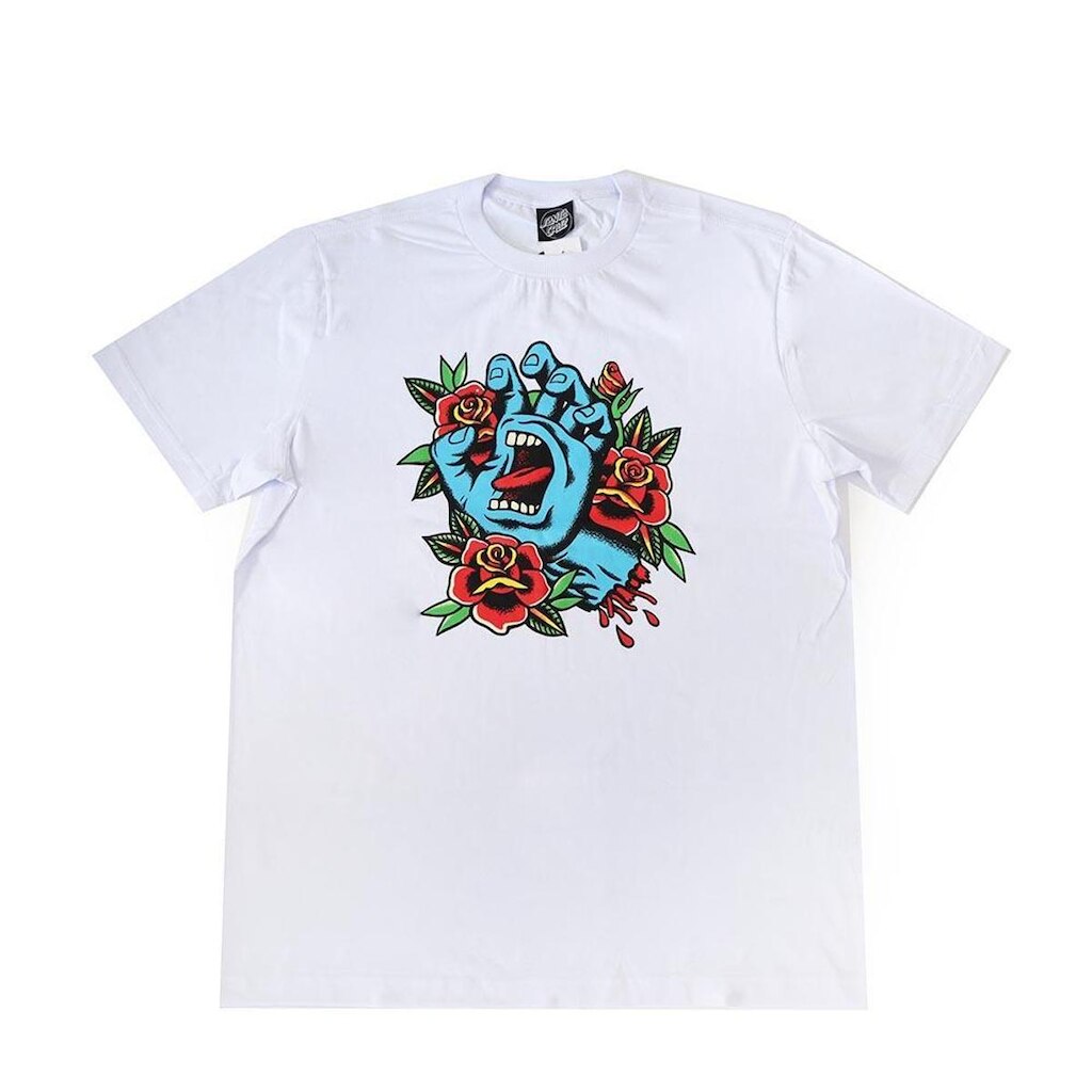 Camiseta Santa Cruz Screaming Hand Flash Front - Branco