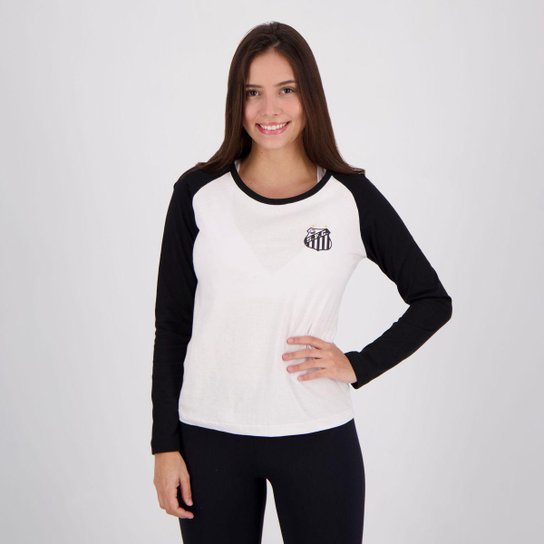 Camiseta Santos Feminina Manga Longa - Branco