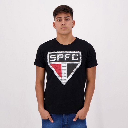 Camiseta São Paulo Costura Masculina - Preto