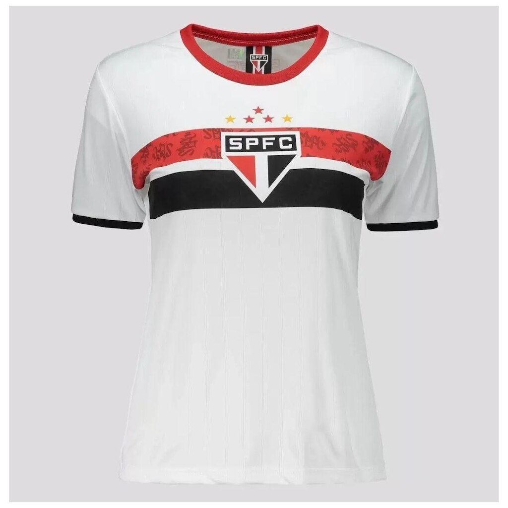 CAMISETA SÃO PAULO SPF STENCIL FEMININA BRANCO BRAZILINE