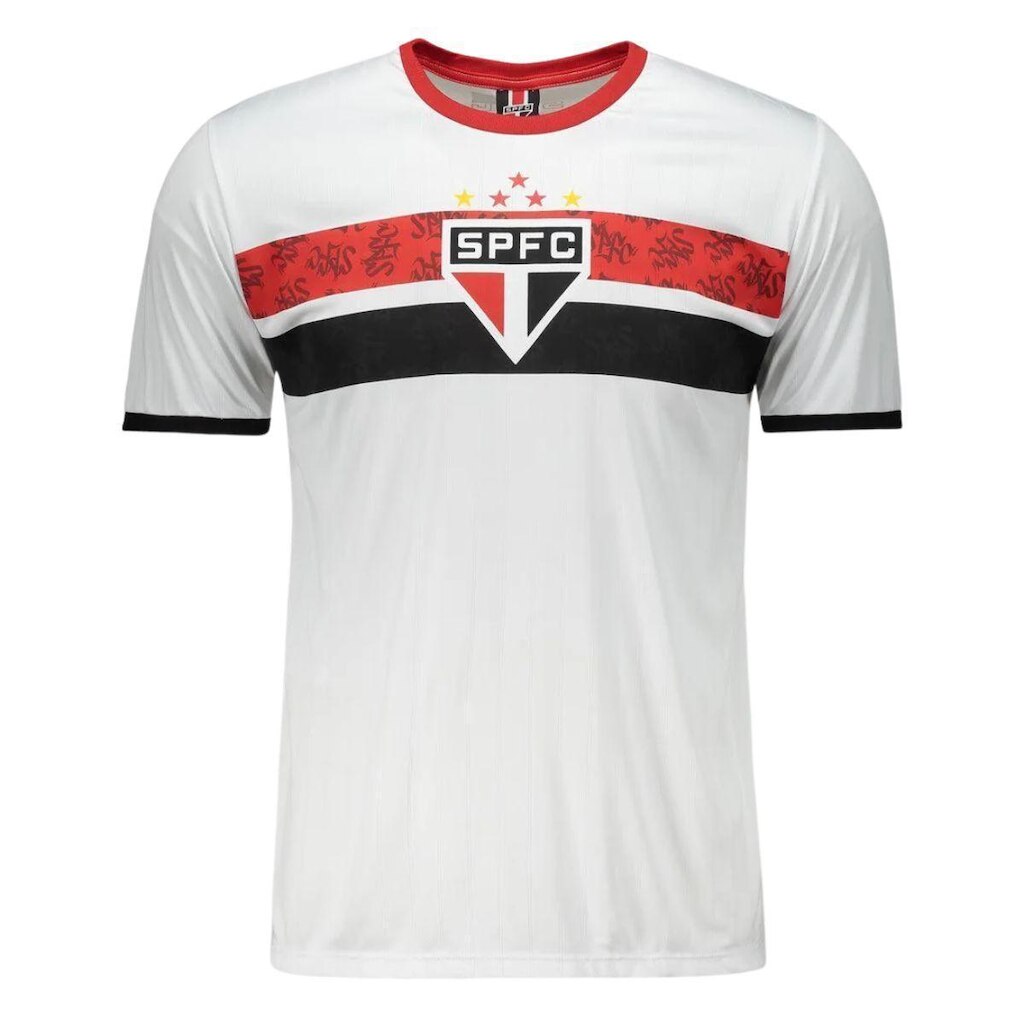 CAMISETA SÃO PAULO STENCIL BRANCO MASCULINA BRAZILINE