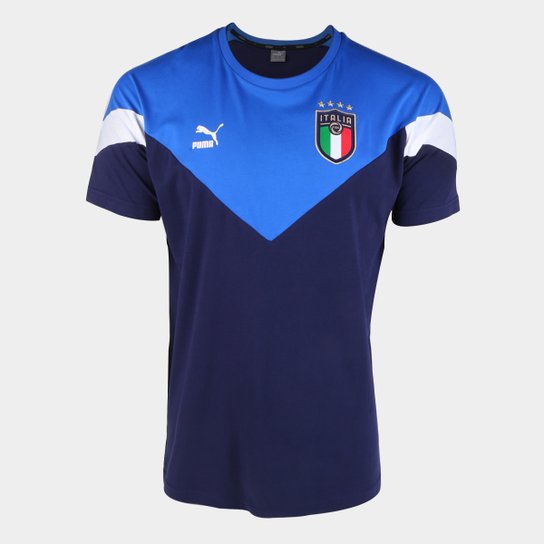 Camiseta Seleção Itália Puma Iconic Masculina - Marinho+Azul Menor preço em Camiseta Seleção Itália Puma Iconic Masculina - Marinho+Azul