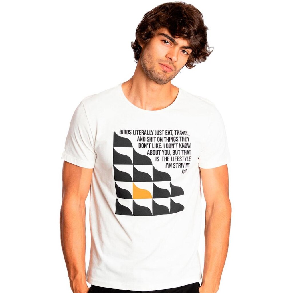 Camiseta Sergio K Masculina Geometric Wave Off White