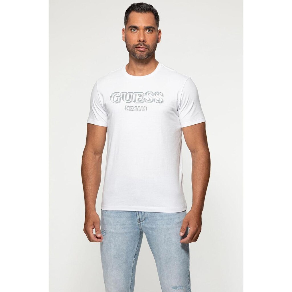 Camiseta Silk Bordado Guess Branco