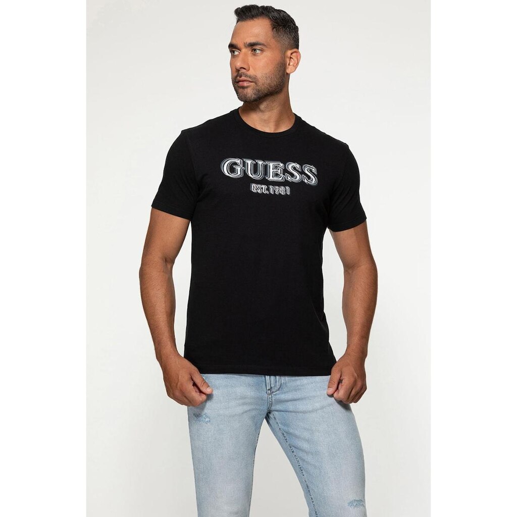 Camiseta Silk Bordado Guess Preto