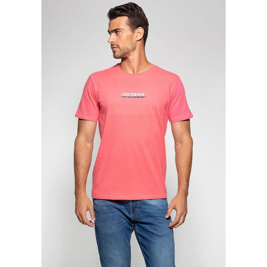 Camiseta Silk Emborrachado Guess Salmão