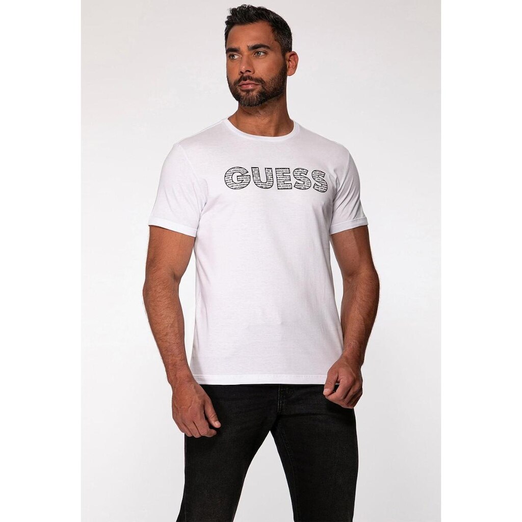 Camiseta Silk Guess Emborrachado Branco