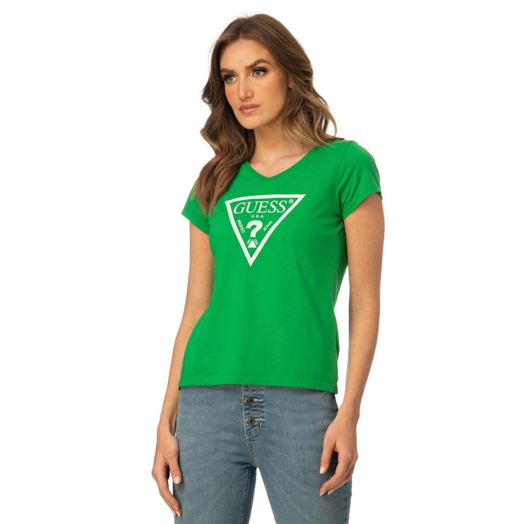Camiseta Silk Logo Triangulo  Guess Verde