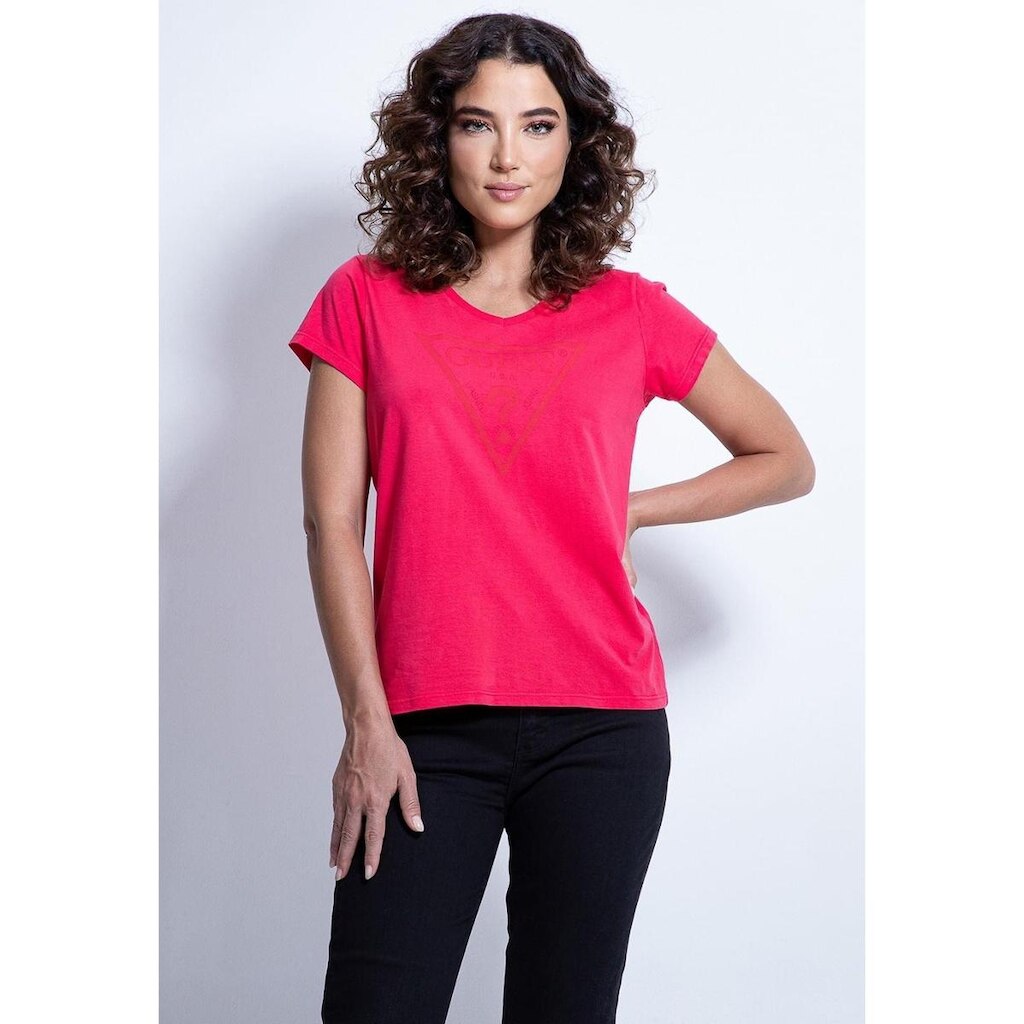 Camiseta Silk Logo Triangulo  Guess Vermelho