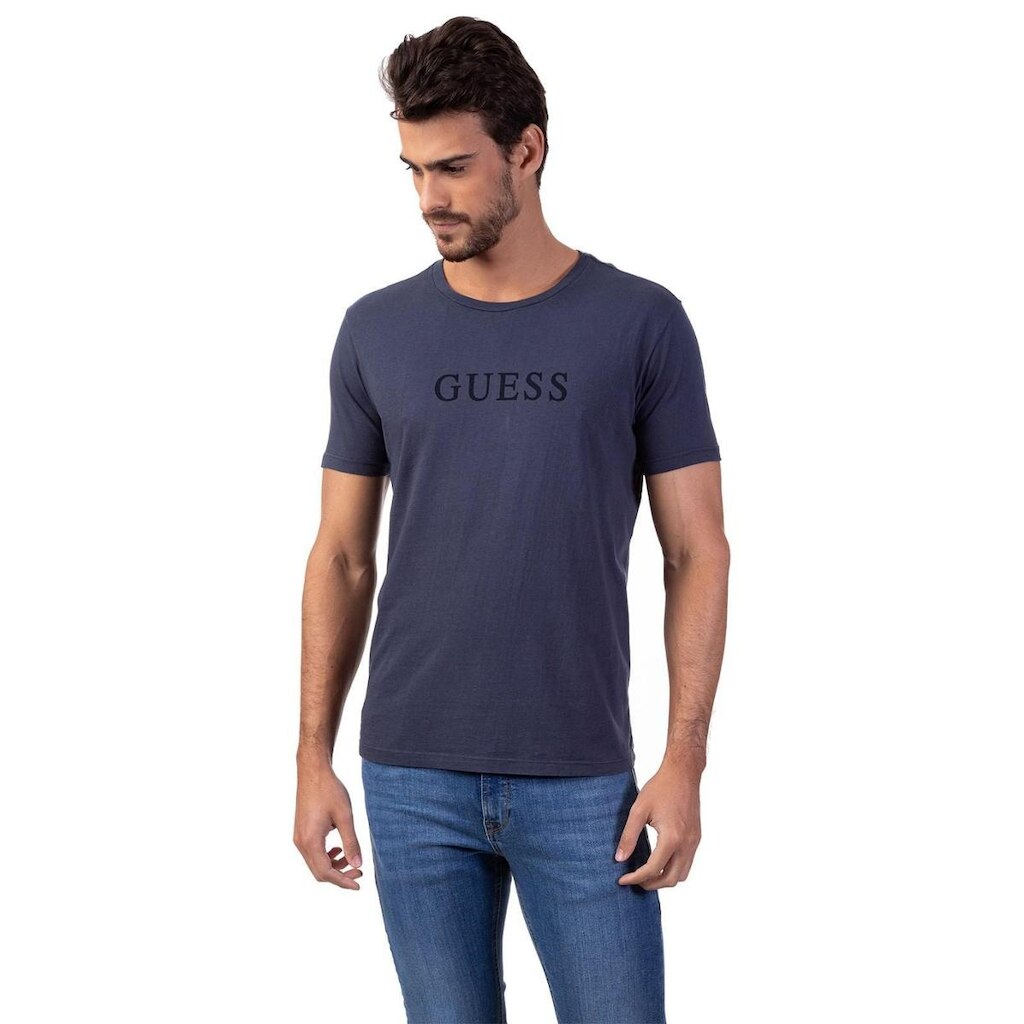 Camiseta Silk Relevo Guess Azul Escuro