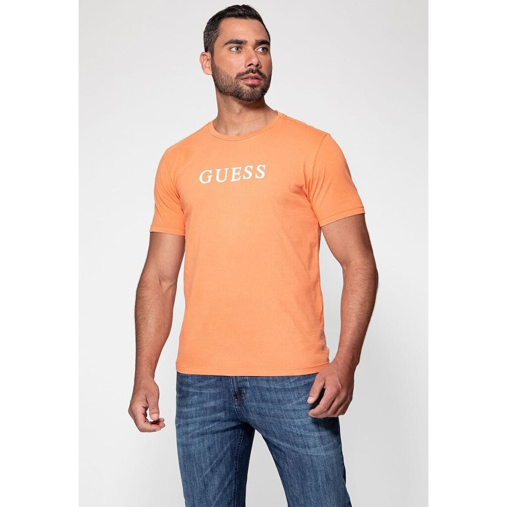 Camiseta Silk Relevo Guess Laranja Claro