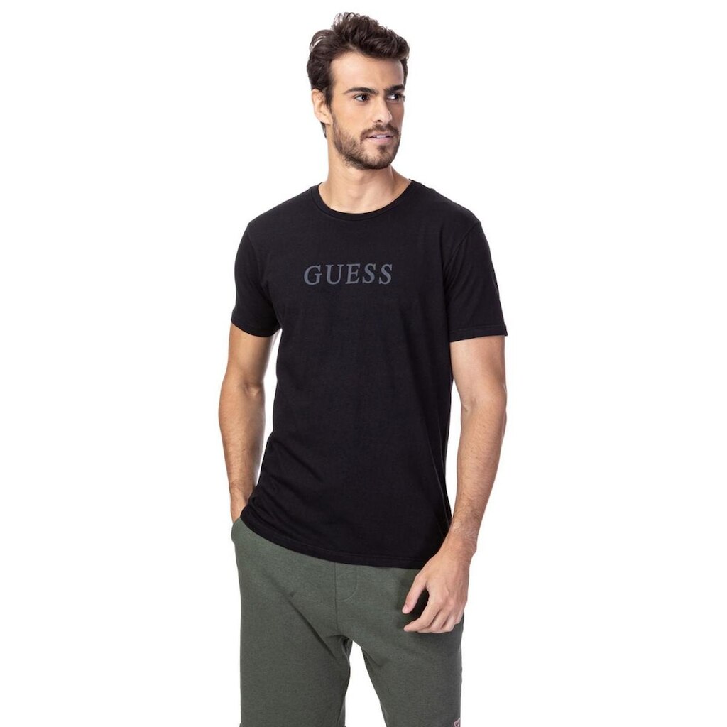 Camiseta Silk Relevo Guess Preto