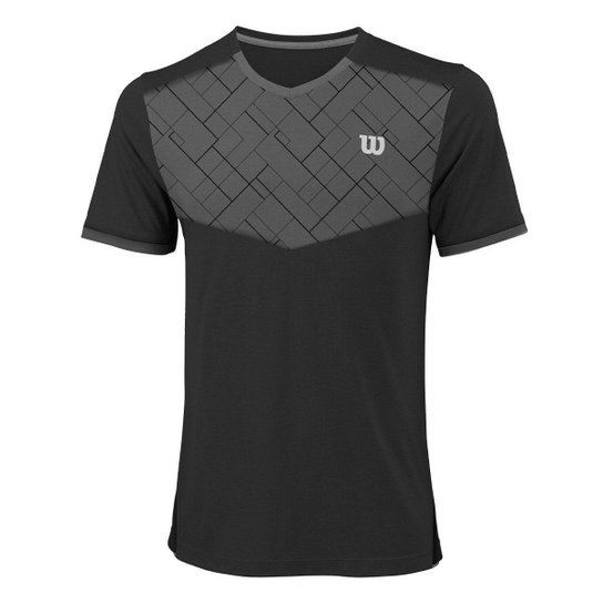 Camiseta Slam II Preto e Chumbo - Wilson - Preto+Chumbo Menor preço em Camiseta Slam II Preto e Chumbo - Wilson - Preto+Chumbo