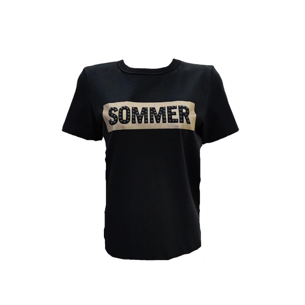 Camiseta Sommer Estampada Com Aplicação Preto Tam. GG