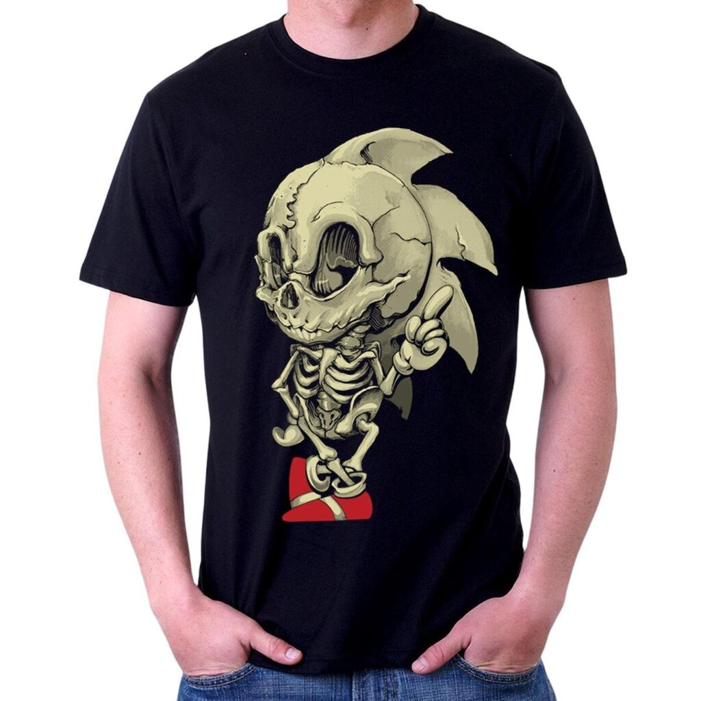 Camiseta Sonic Esqueleto Sega Video Game Retro 100% Algodão