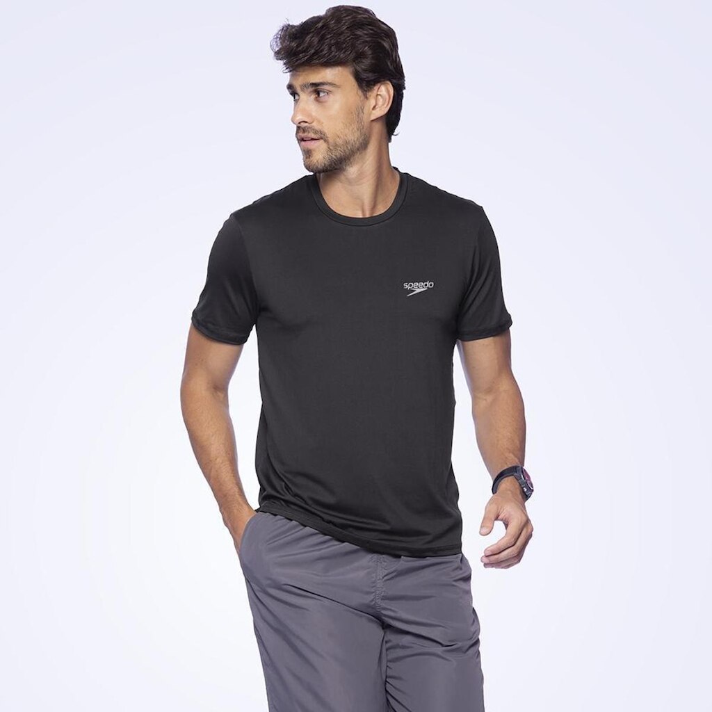 Camiseta Speedo Basic Stretch Fast Masculina Preto