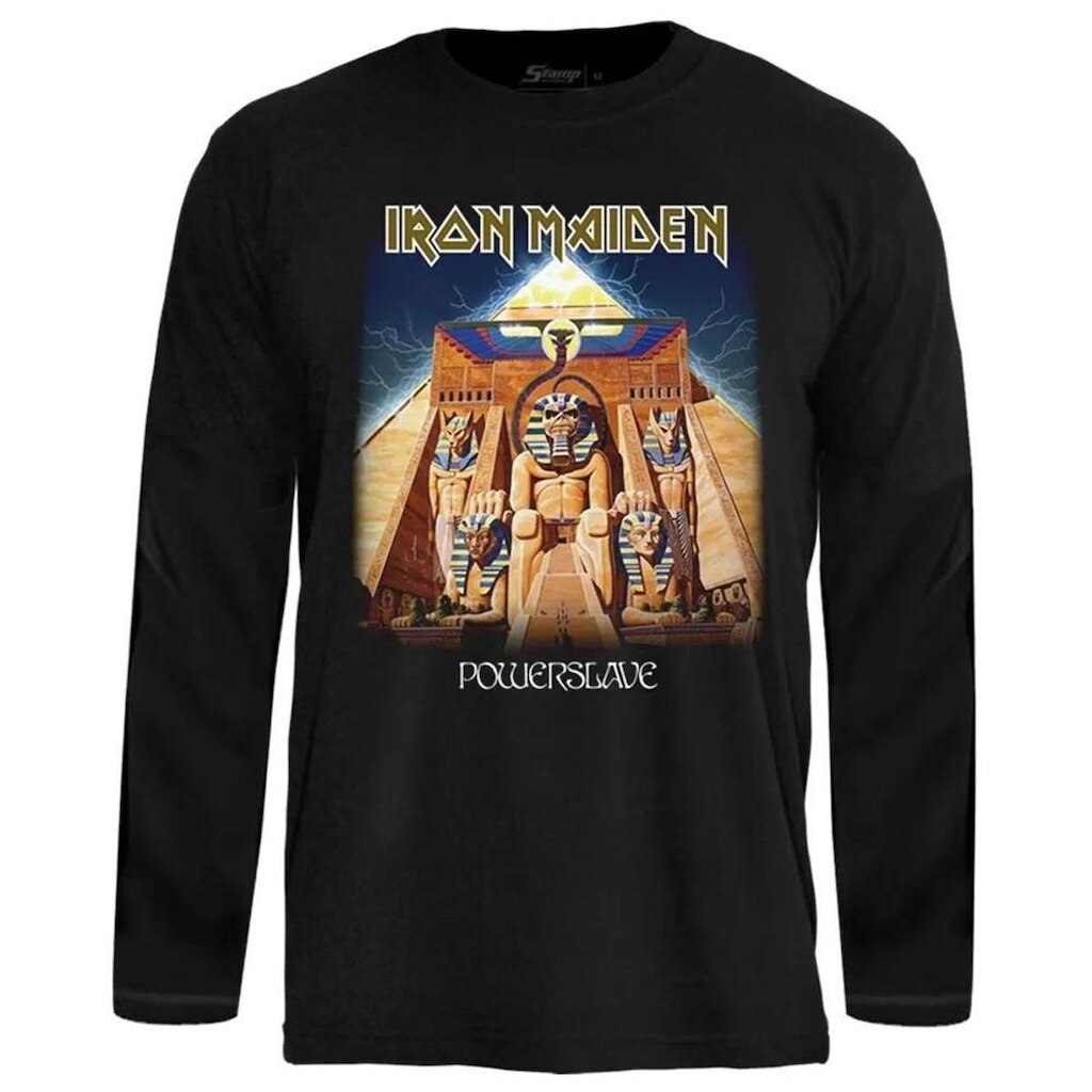 Camiseta Stamp de Banda Iron Maiden Manga Longa em Algodão Oficial