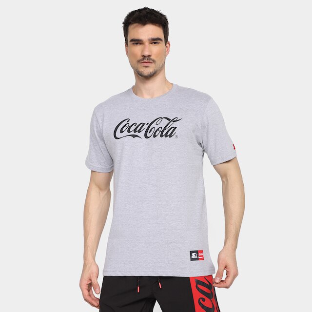 Camiseta Starter Coca-Cola Masculina - Mescla Menor preço em Camiseta Starter Coca-Cola Masculina - Mescla