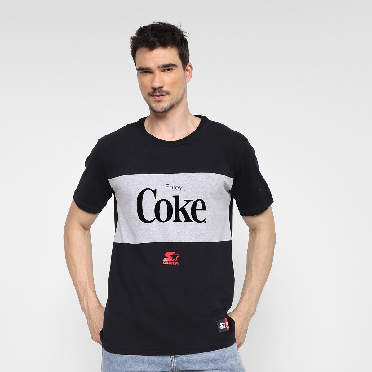 Camiseta Starter Especial Enjoy Coca-Cola Masculina Menor preço em Camiseta Starter Especial Enjoy Coca-Cola Masculina