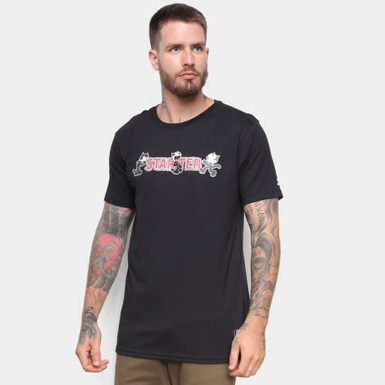 Camiseta Starter Gato Félix - Preto Menor preço em Camiseta Starter Gato Félix - Preto