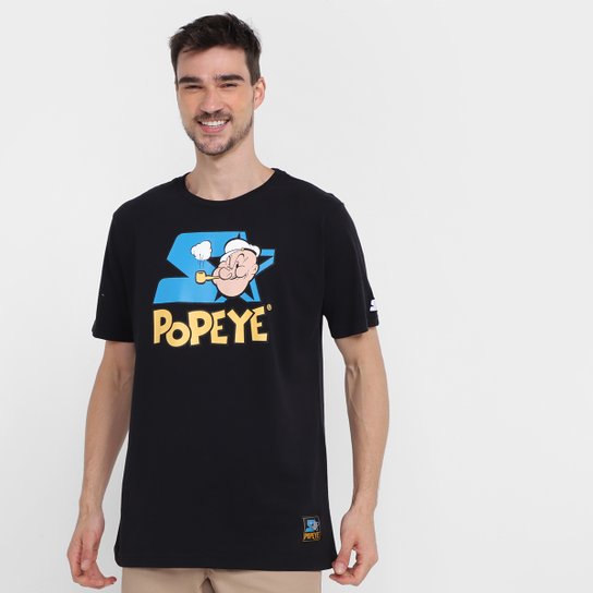 Camiseta Starter Popeye Estampada Masculina - Preto Menor preço em Camiseta Starter Popeye Estampada Masculina - Preto