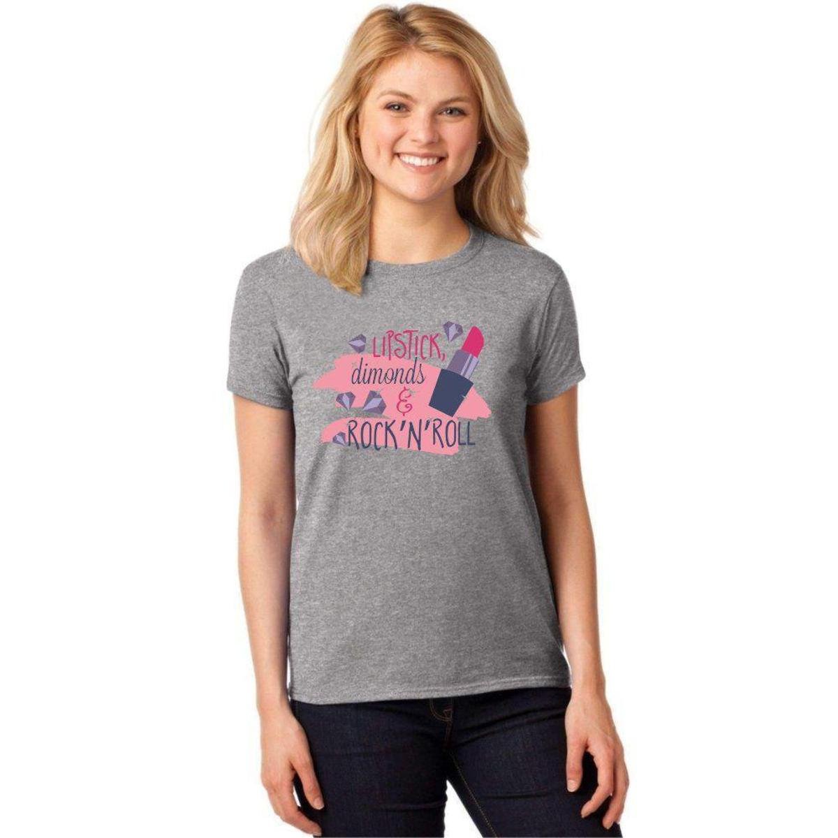 Camiseta T Shirt Lipstick Dimonds Rock N Roll Baby Look Feminina Cinza Netshoes Camiseta T Shirt Lipstick Dimonds Rock N Roll Baby Look Feminina Cinza Netshoes