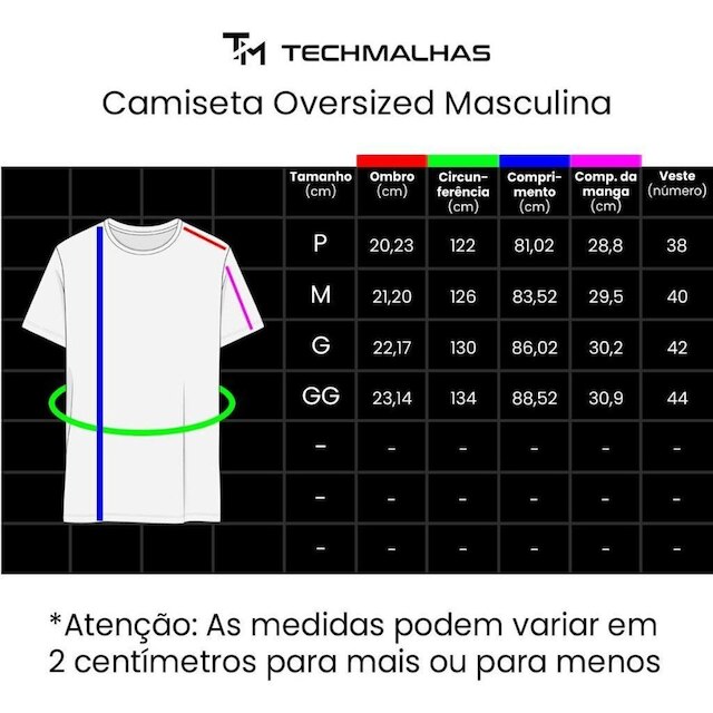 Camiseta Techmalhas Estampada Oversized Premium Masculina