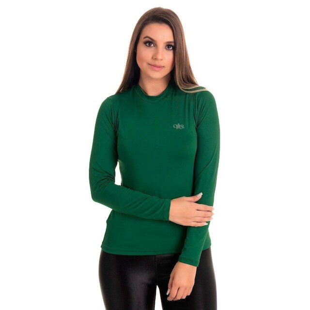Menor preço em Camiseta Térmica Manga Longa Feminina - Verde