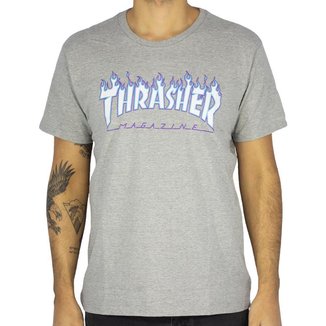 Camiseta Thrasher Flame Logo Sky Masculino